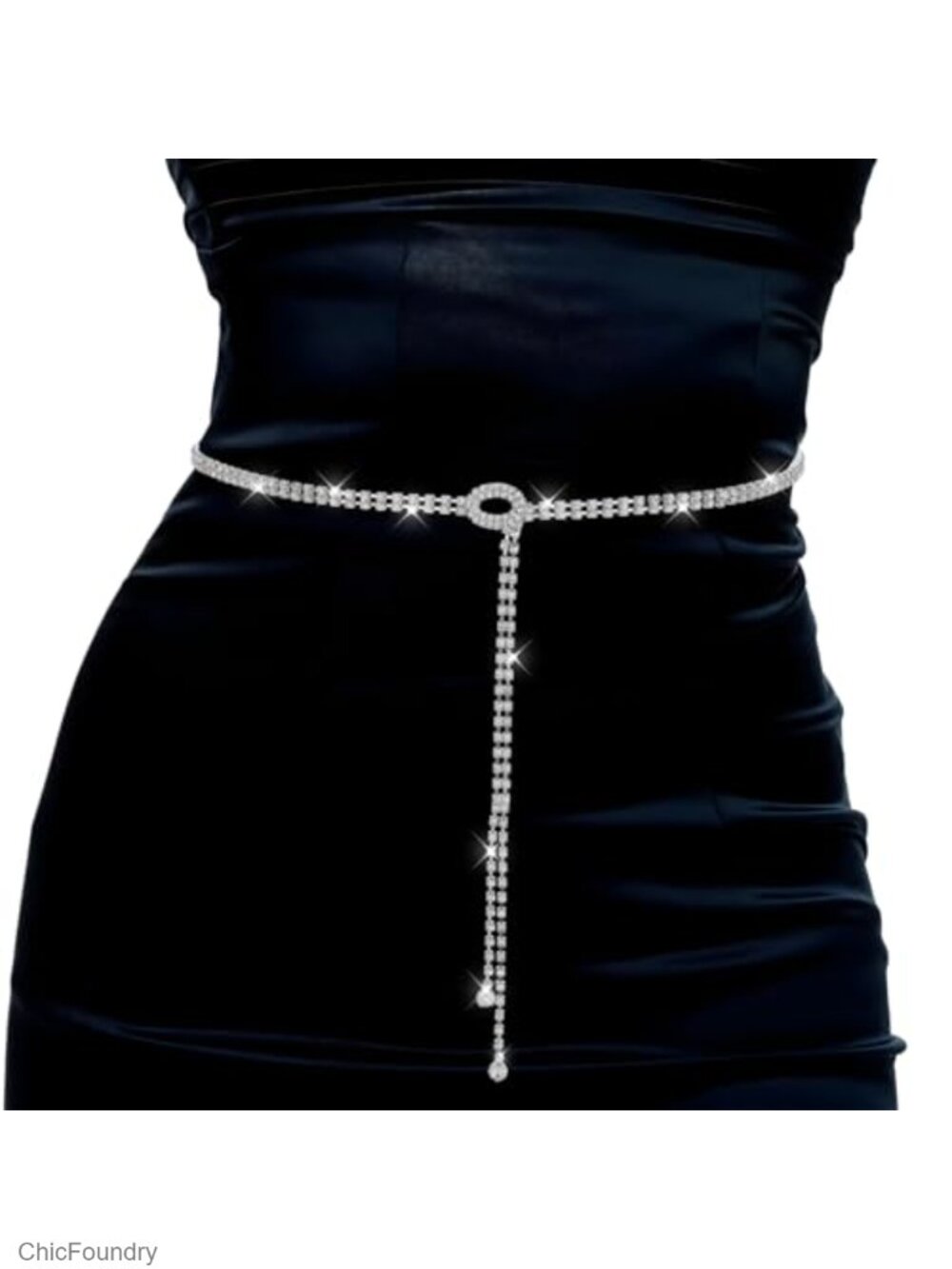 Rhinestone Crystal Chain Belt for Women Sparkly Waist Accessory